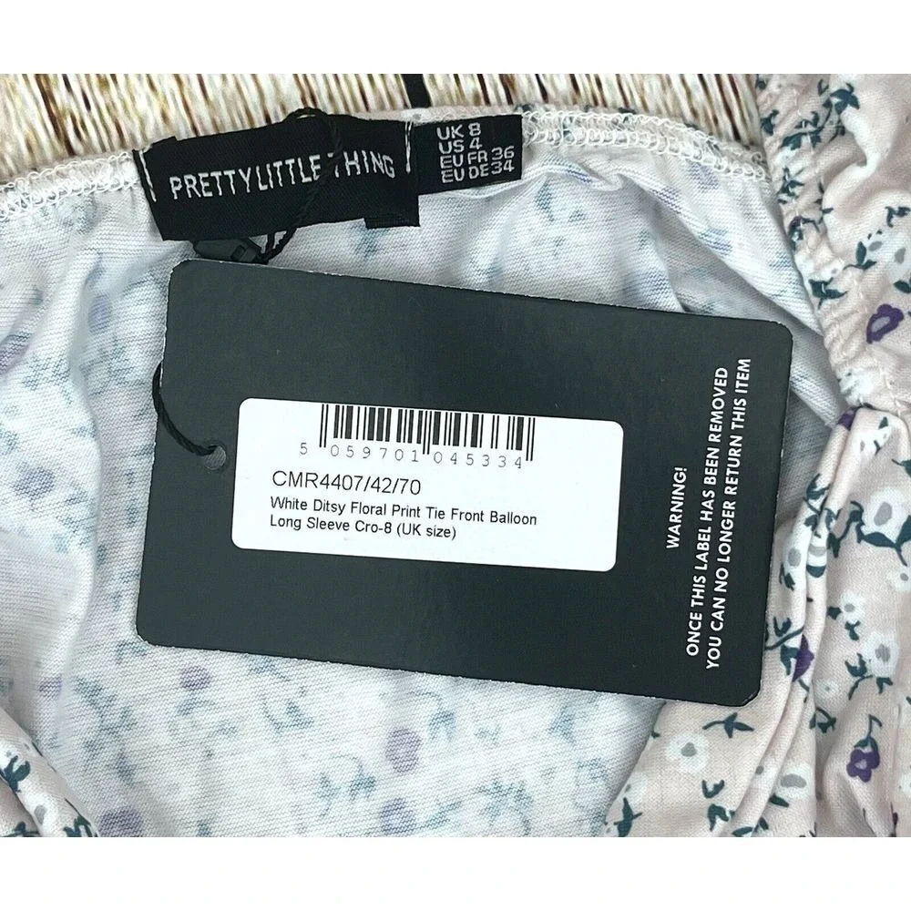 Pretty Little Thing Size 4 Lavender Ditsy‎ Floral Print Crop Top and Mini Skirt